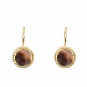 TIGER SHELL ROUND DOTS HOOK EARRING GOLD GOLD