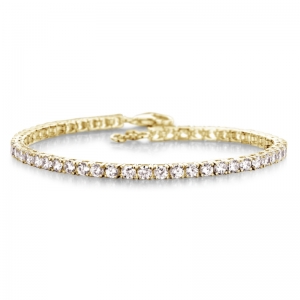 RHODIUM PLATED 18CM TENNIS BRACELET SET WITH 3MM ROUND WHITE CZ GOLD