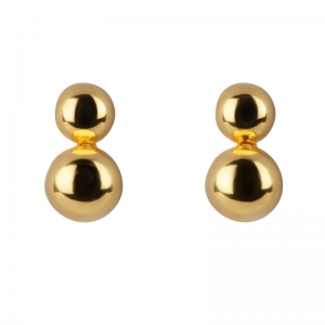 DOUBLE BALL STUD EARRING GOLD PLATED GOLD