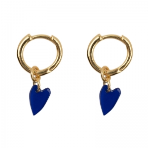 SMALL HOOP RESIN HEART EARRING GOLD PLATED KOBALT