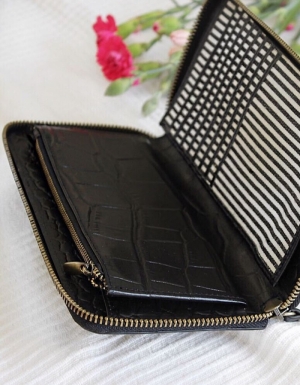 SONNY WALLET - CROCO LEATHER BLACK