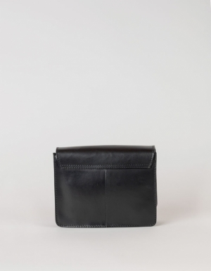 AUDREY MINI - BLACK CLASSIC LEATHER - CHECKERED STRAP zWART