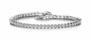 RHODIUM PLATED TENNIS BRACELET SET WITH 3MM ROUND WHITE CZ3 PRONGS SETTING SILVER