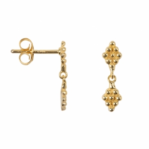 DOUBLE DOTTED WIEBER STUD EARRING GOLD PLATED GOLD