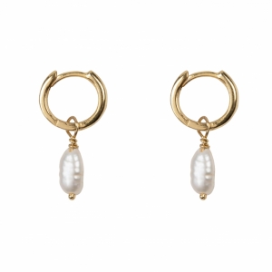 SMALL HOOP PEARL EARRING GOLD PLATED GOLD