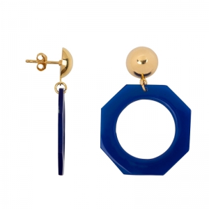 BALL STUD WITH HEXAGON EARRING GOLD PLATED KOBALT