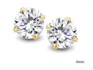 GOLD PLATED SET WITH 4MM WHITE ROUND CZ GOLD