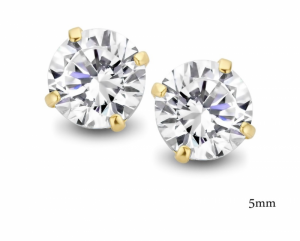GOLD PLATED SET WITH 5MM WHITE ROUND CZ GOLD