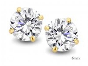 GOLD PLATED SET WITH 6MM WHITE ROUND CZ GOLD