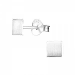 VIERKANTJE ZILVER - 925 SILVER EAR STUDS 