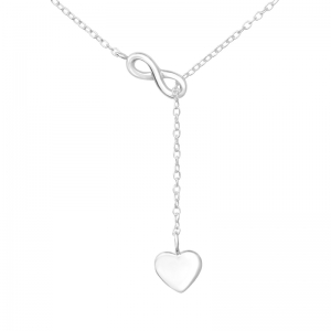 INFINITY MET HARTJE ZILVER - 925 SILVER NECKLACE 