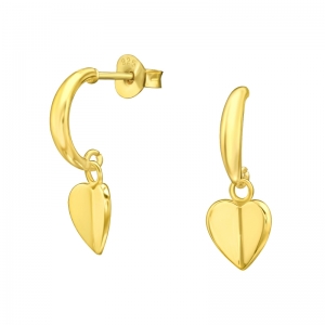 GOUDEN HANGENDE HARTJES - 925 SILVER EAR STUDS - GOUD VERGULD + E-COAT GOUD