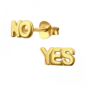 YES & NO - 925 SILVER EAR STUDS GOUD