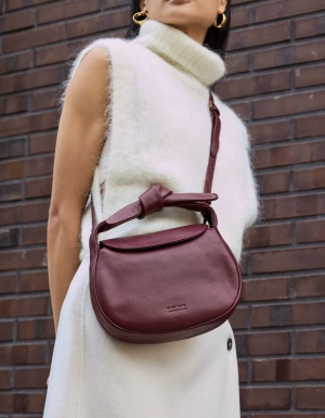 COCO CROISSANT - DARK CHERRY SOFT GRAIN LEATHER DARK CHERRY