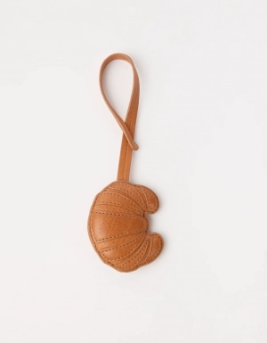 CROISSANT BAG CHARM - WILD OAK SOFT GRAIN LEATHER COGNAC