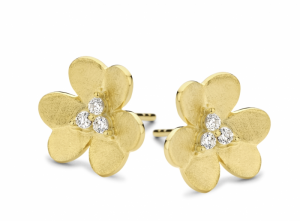 GOLD BRUSH PLATED SET WITH WHITE CZ GOLD