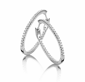 RHODIUM PLATED SET WITH WHITE CZ - D 3,4CM SILVER