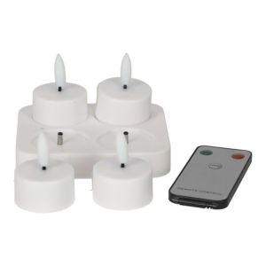 OPLAADBARE LED THEELICHTEN - 4 STUKS en Laadstation WIT