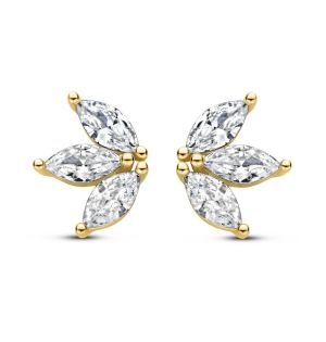 GOLD PLATED EARRING QET WITH WHITE STONES GOLD