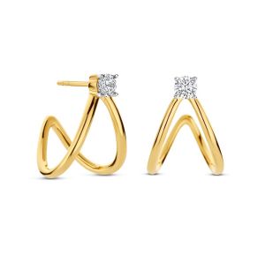 GOLD PLATED EARRING SET WITH WHITE STONES GOLD