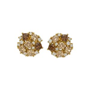 GOLD PLATED SET WITH WHITE AND COFFEE CZ + CHAMPAGNE BRUIN