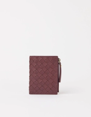 JAMIE WALLET - DARK CHERRY WOVEN SOFT GRAIN LEATHER DARK CHERRY
